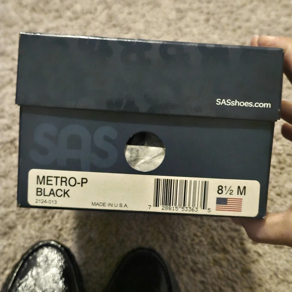 SAS Metro-P Loafers Size 8.5 M Black Patent Leather Slip On Preppy Classic Shoe